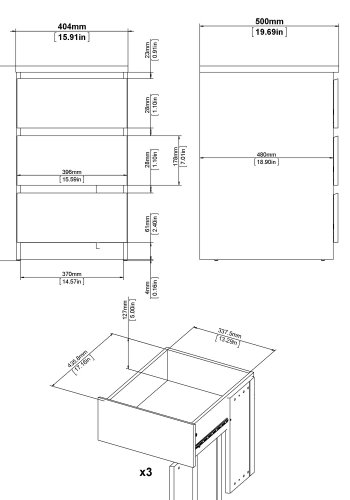 TVILUM Naia Kommode - weiß Hochglanz, m. 3 Schubladen 