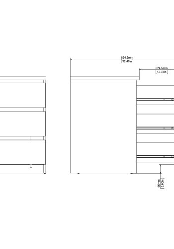 TVILUM Naia Kommode - weiß Hochglanz, m. 3 Schubladen 