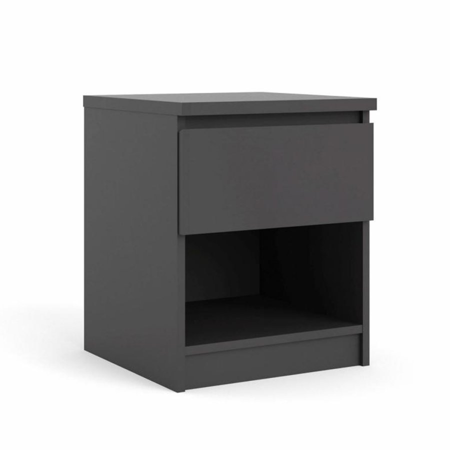 TVILUM Naia sengebord, m. 1 rum og 1 skuffe - sort folie og plastik (40,4x40)