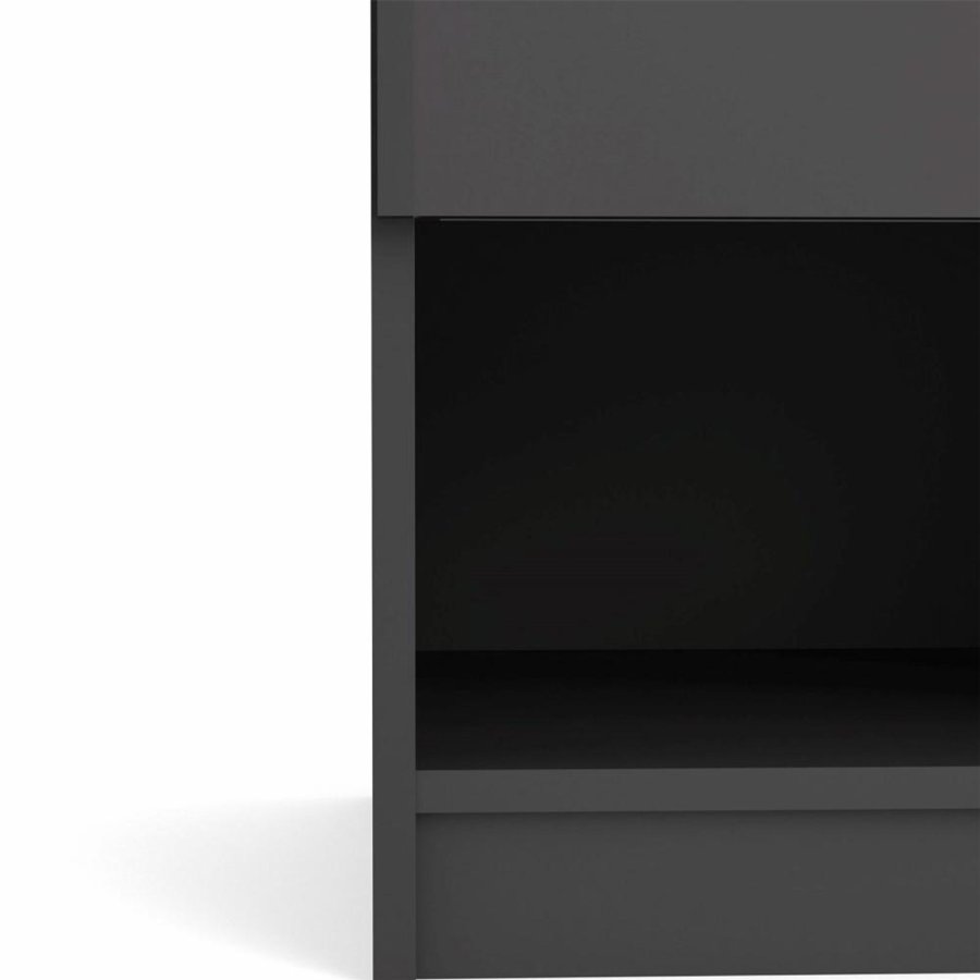 TVILUM Naia sengebord, m. 1 rum og 1 skuffe - sort folie og plastik (40,4x40)