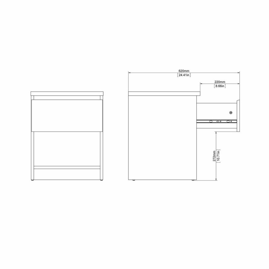 TVILUM Naia sengebord, m. 1 rum og 1 skuffe - sort folie og plastik (40,4x40)