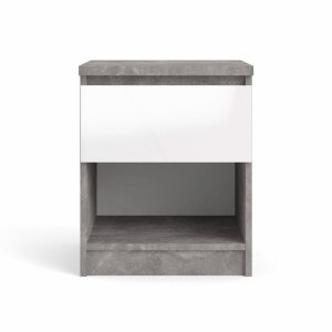 TVILUM Naia sängbord, med 1 fack och 1 lda - gr/vit folie och plast (40,4x40)