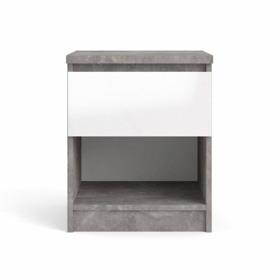 TVILUM Naia Nachttisch, mit 1 Fach und 1 Schublade - grau/weiße Folie und Kunststoff (40,4x40)