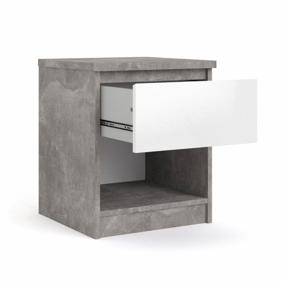 TVILUM Naia Nachttisch, mit 1 Fach und 1 Schublade - grau/weiße Folie und Kunststoff (40,4x40)