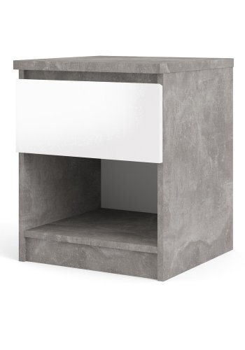 TVILUM Naia Nachttisch, mit 1 Fach und 1 Schublade - grau/weiße Folie und Kunststoff (40,4x40)