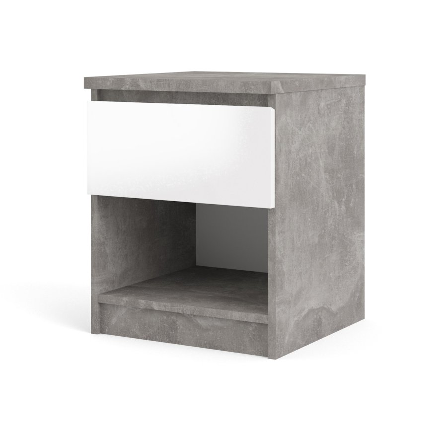 TVILUM Naia Nachttisch, mit 1 Fach und 1 Schublade - grau/weiße Folie und Kunststoff (40,4x40)