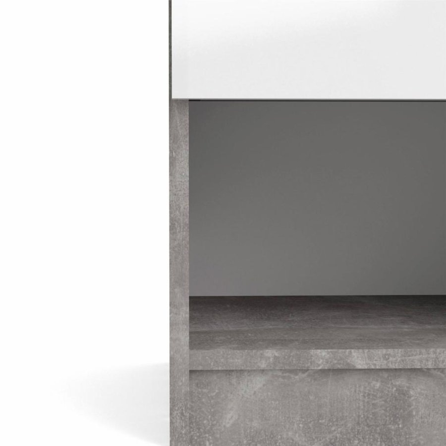 TVILUM Naia Nachttisch, mit 1 Fach und 1 Schublade - grau/weiße Folie und Kunststoff (40,4x40)