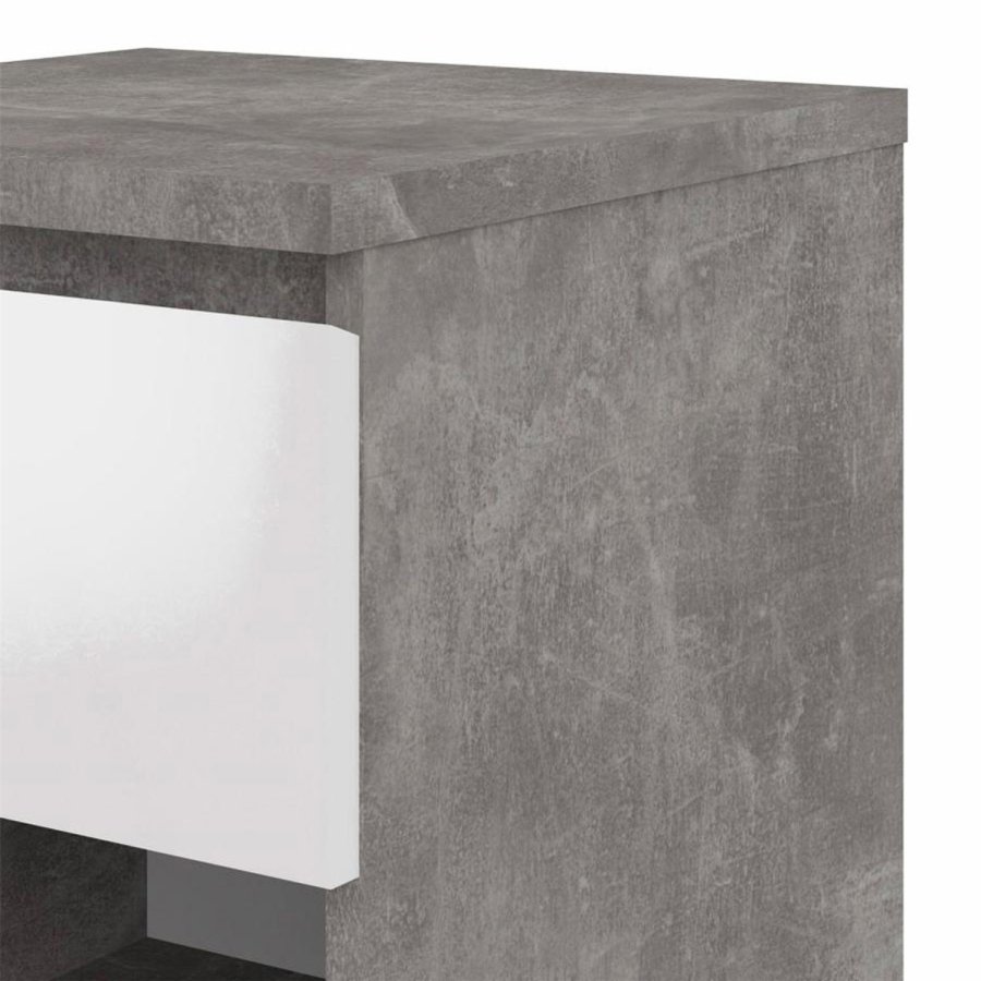 TVILUM Naia Nachttisch, mit 1 Fach und 1 Schublade - grau/weiße Folie und Kunststoff (40,4x40)