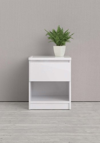 TVILUM Naia Nachttisch - Holz weiß Hochglanz, mit 1 Schublade 
