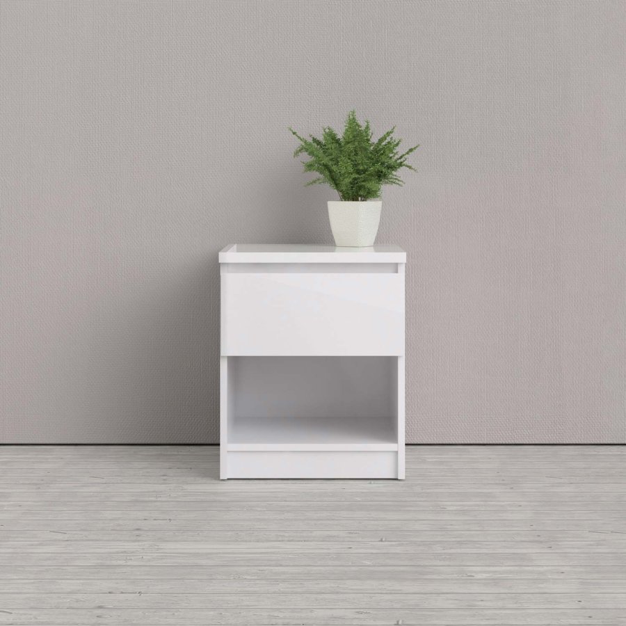 TVILUM Naia Nachttisch - Holz weiß Hochglanz, mit 1 Schublade 