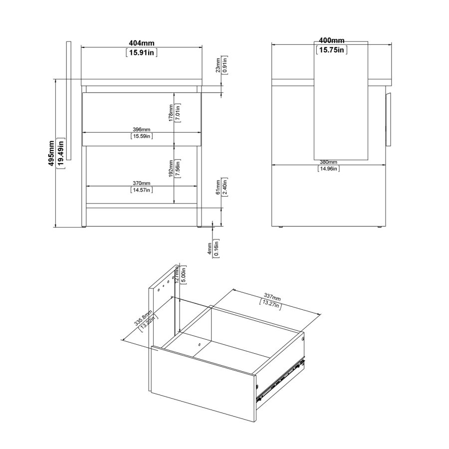 TVILUM Naia Nachttisch - Holz weiß Hochglanz, mit 1 Schublade 