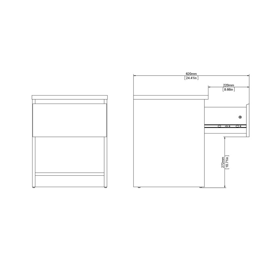 TVILUM Naia Nachttisch - Holz weiß Hochglanz, mit 1 Schublade 