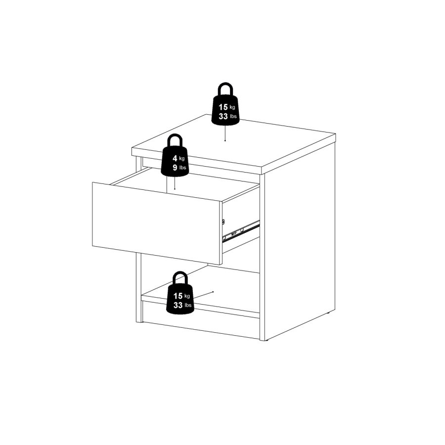 TVILUM Naia Nachttisch - Holz weiß Hochglanz, mit 1 Schublade 