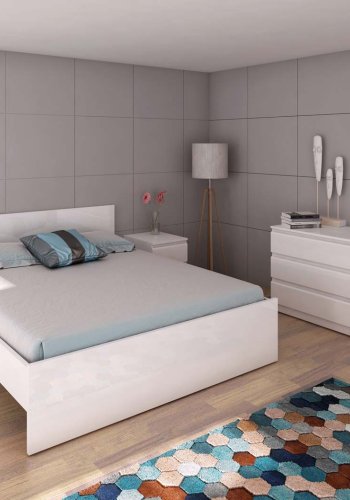 TVILUM Naia Nachttisch - weiß Hochglanz Holz, mit 2 Schubladen