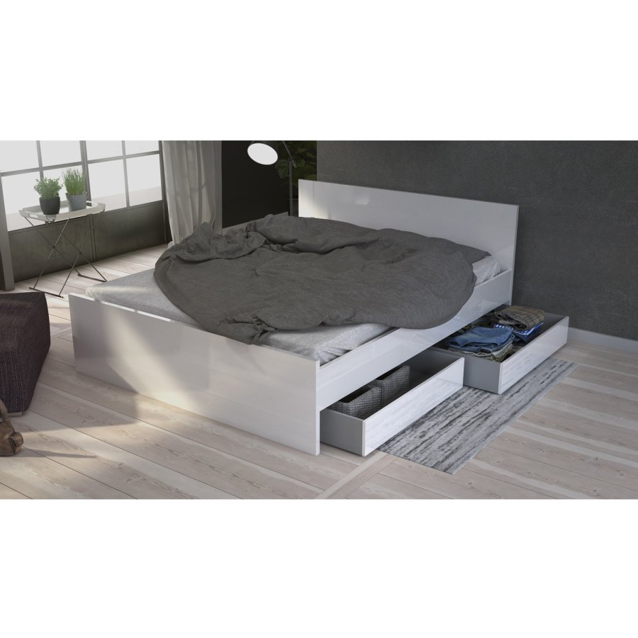 TVILUM Naia Bettschublade - weiße Spanplatte (2er-Set)