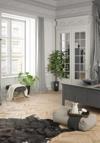 TVILUM Paris Nachttisch - graues Holz, mit 2 Schubladen und 1 Fach