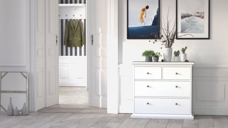 
TVILUM paris kommode - hvid laminat, 4 skuffer
