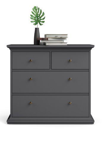 TVILUM Paris kommode - matt grtt tre, m. 4 skuffer 