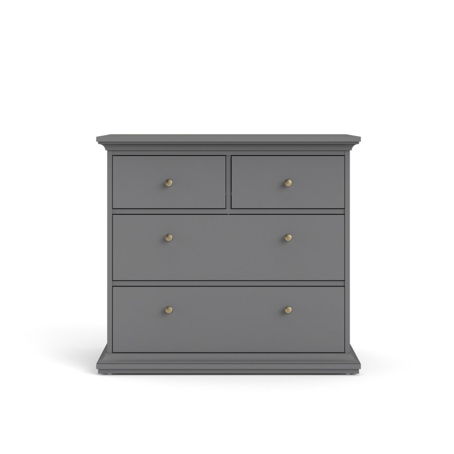 TVILUM Paris kommode - matt grtt tre, m. 4 skuffer 