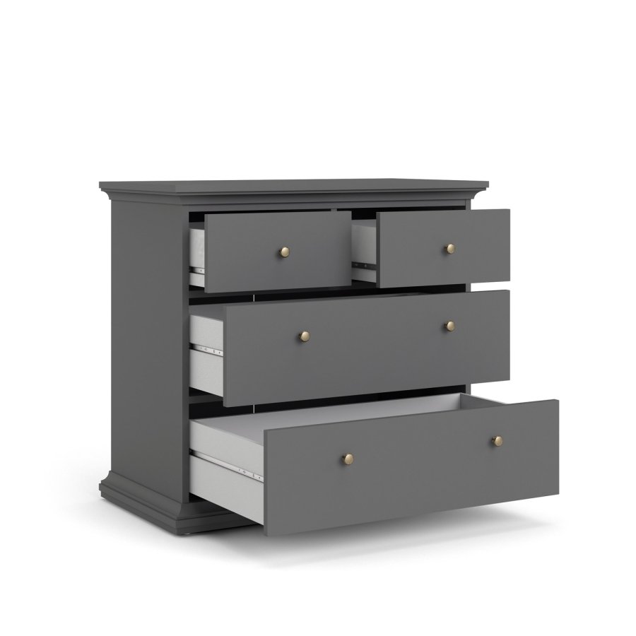 TVILUM Paris kommode - matt grtt tre, m. 4 skuffer 