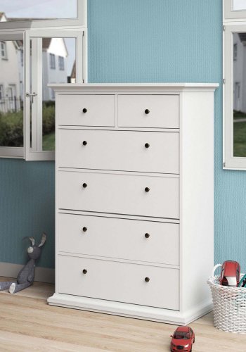 
TVILUM Paris kommode - hvidt træ, 6 skuffer
