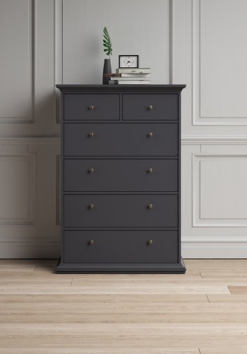 TVILUM Paris kommode - mat gr, m. 6 skuffer