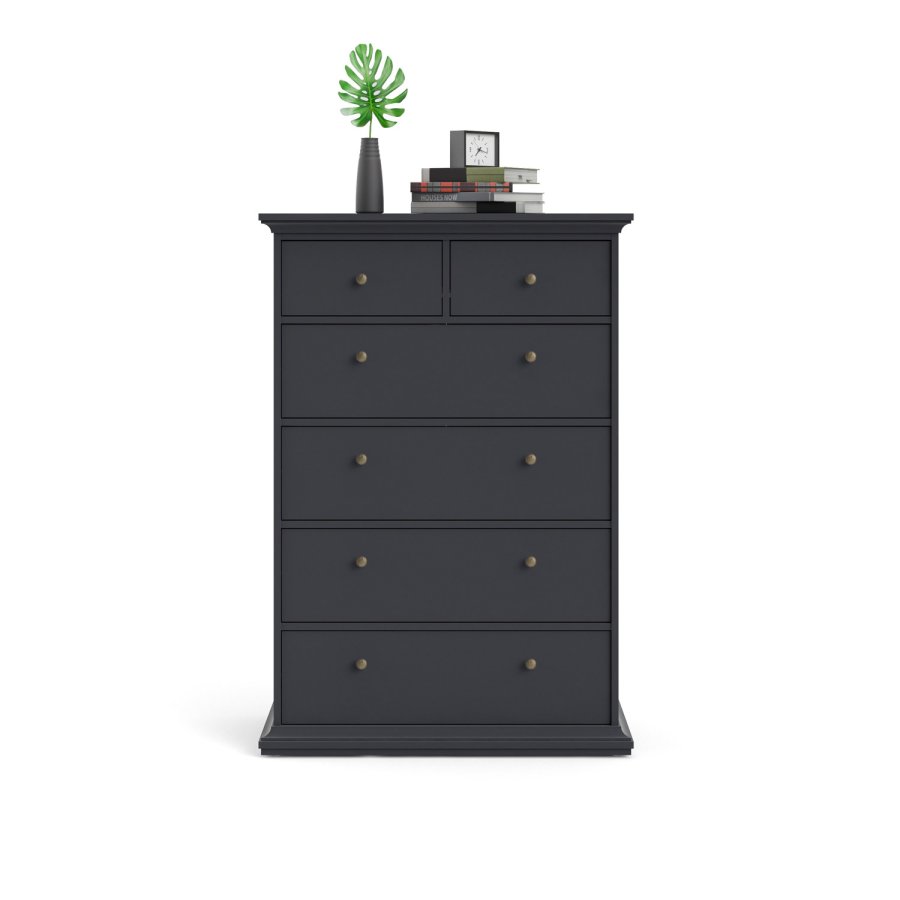 TVILUM Paris kommode - mat gr, m. 6 skuffer