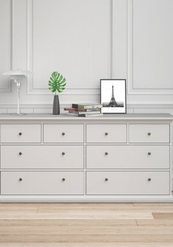 TVILUM Paris kommode - hvidt tr, 8 skuffer