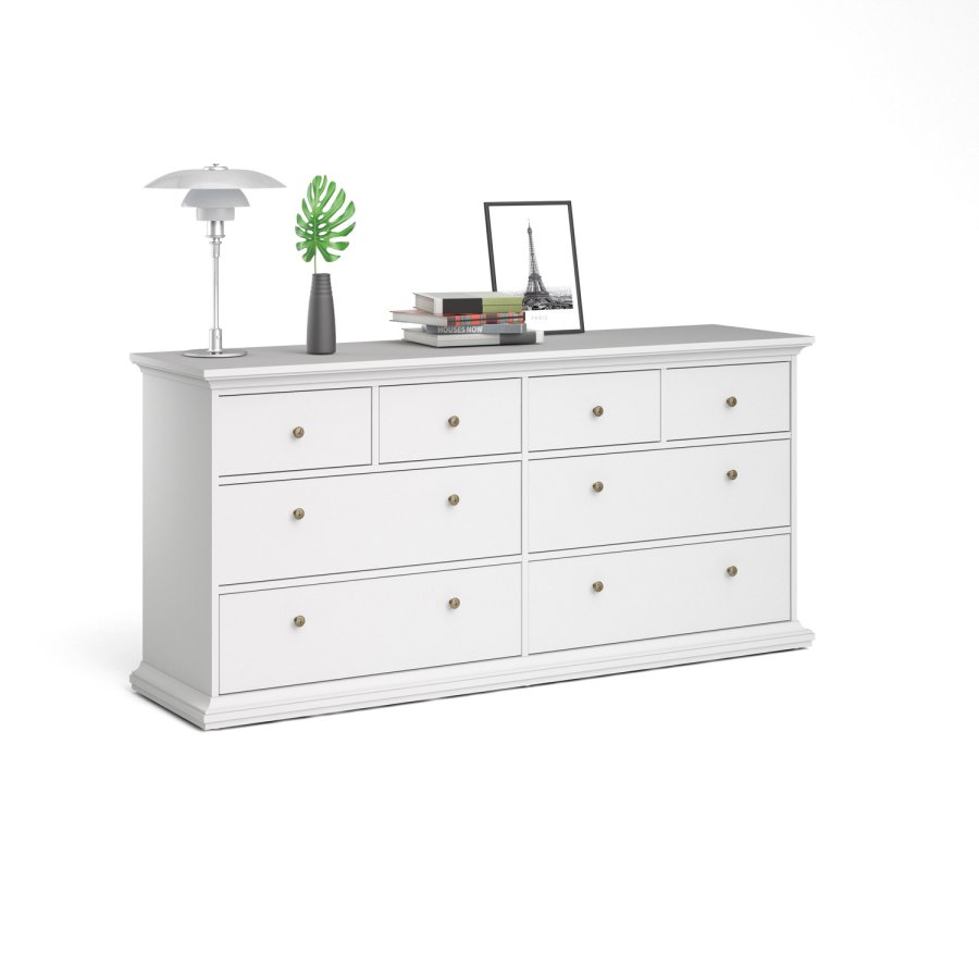 TVILUM Paris kommode - hvidt tr, 8 skuffer