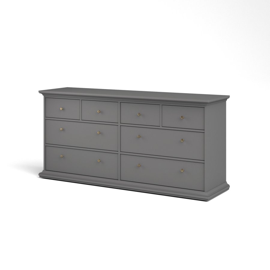 TVILUM Paris kommode - matt grtt tre, m. 8 skuffer 