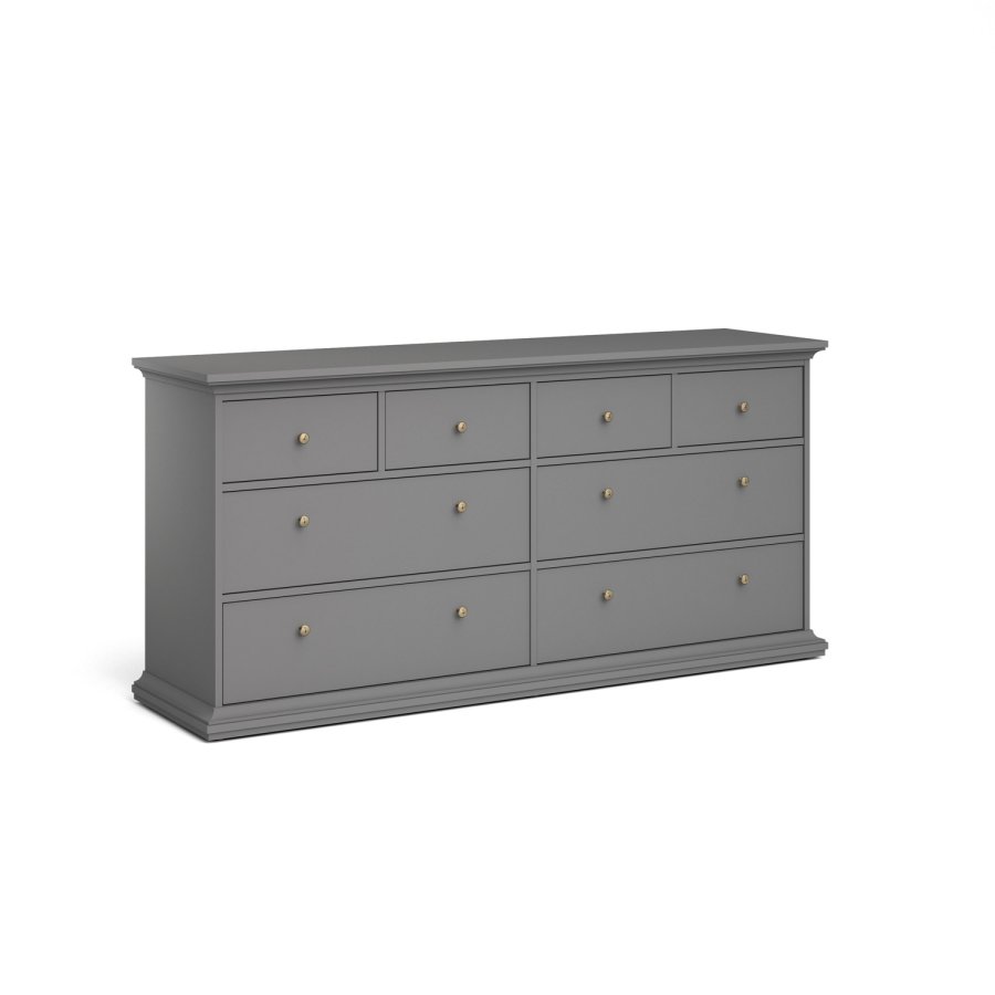 TVILUM Paris kommode - matt grtt tre, m. 8 skuffer 