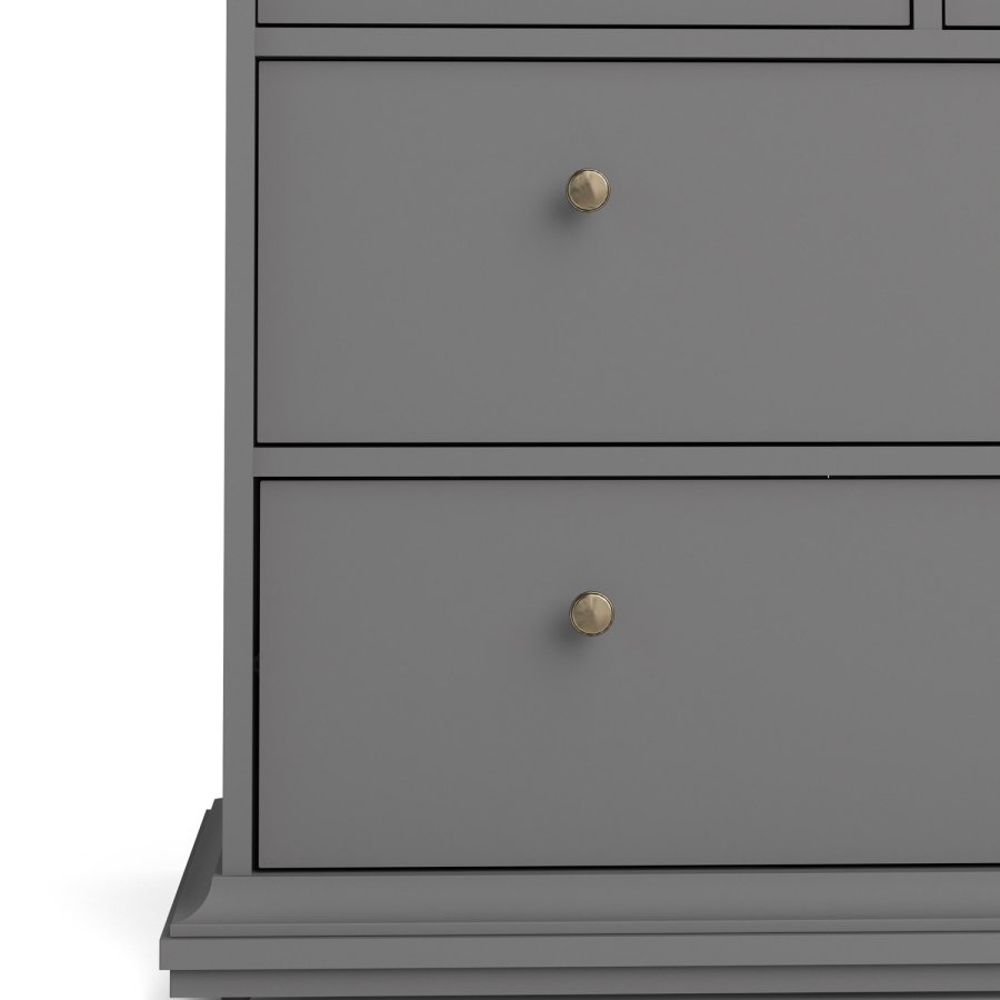 TVILUM Paris kommode - matt grtt tre, m. 8 skuffer 