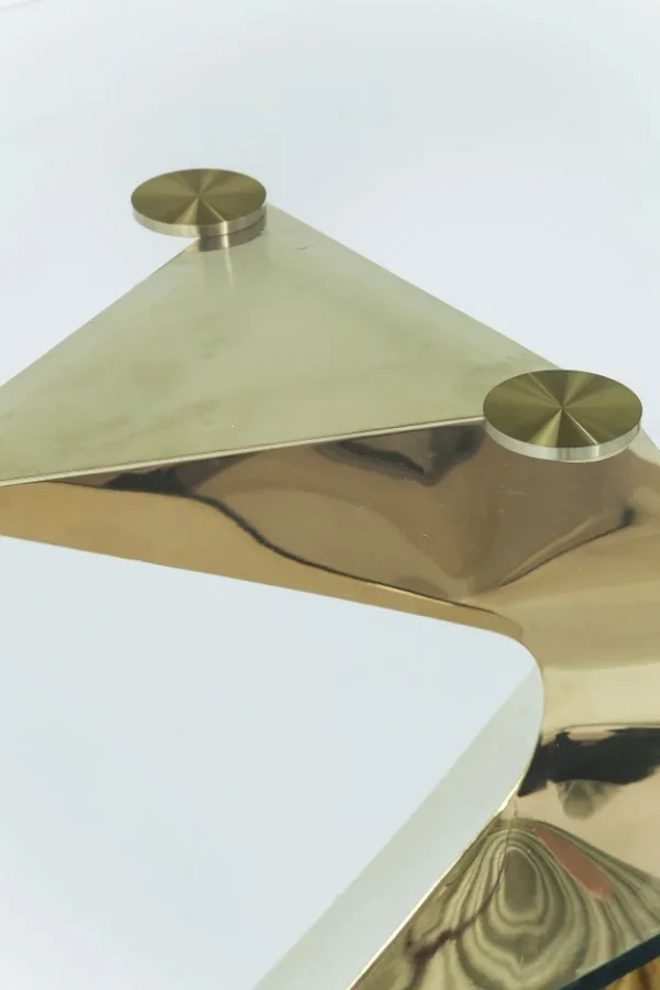 KARE DESIGN Gloria spisebord, rektangulrt - klart glass og gullstl (200x100)