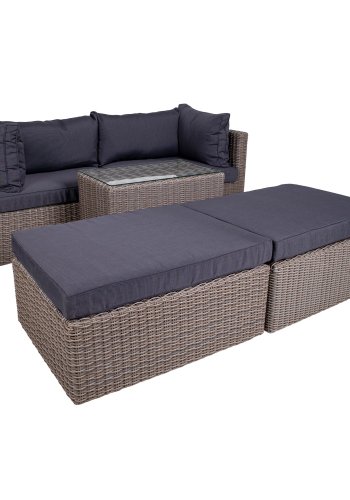 HOUSE NORDIC Rossi sofasett - gr rotting og glass, med sorte puter