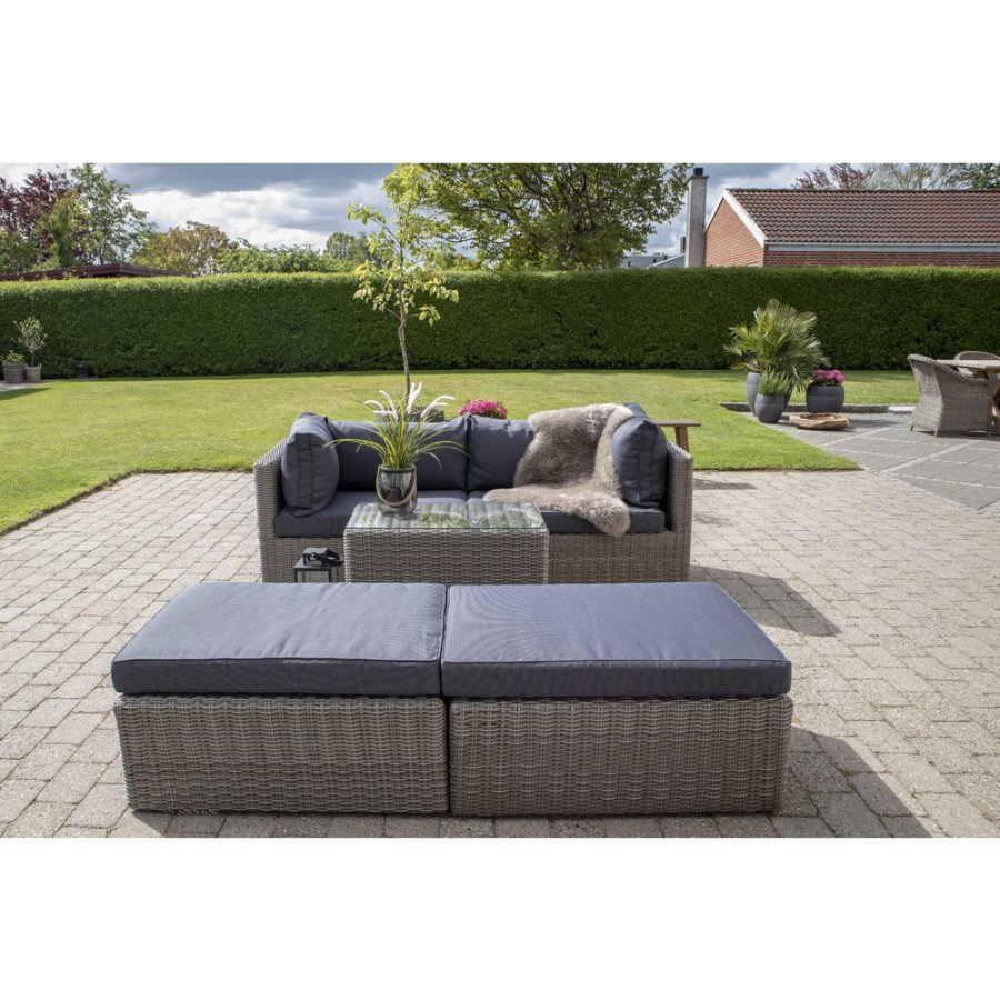 HOUSE NORDIC Rossi sofasett - gr rotting og glass, med sorte puter