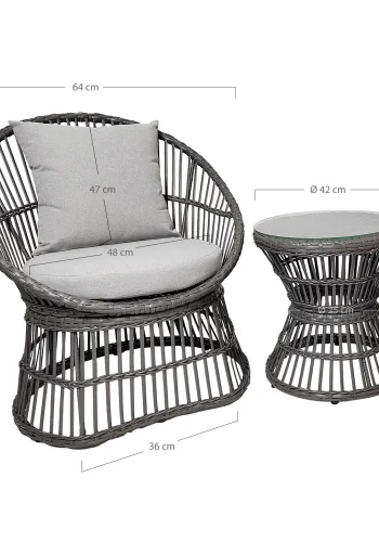 HOUSE NORDIC Loungesett, rotting, gr, inkl. Puter