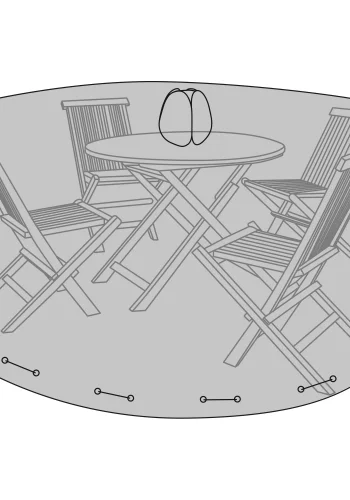 HOUSE NORDIC Luksustrekk til rundt bord 180 cm med 4 stoler, 210g/m2 600D polyester PU behandlet, vanntett, svart