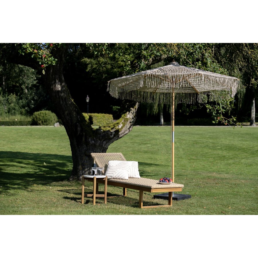 HOUSE NORDIC Martos Hekleparasoll - Parasoll, bomull, trepinne, beige<br>250 cm