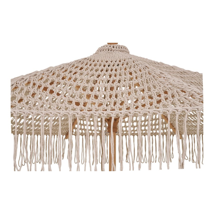 HOUSE NORDIC Martos Hekleparasoll - Parasoll, bomull, trepinne, beige<br>250 cm