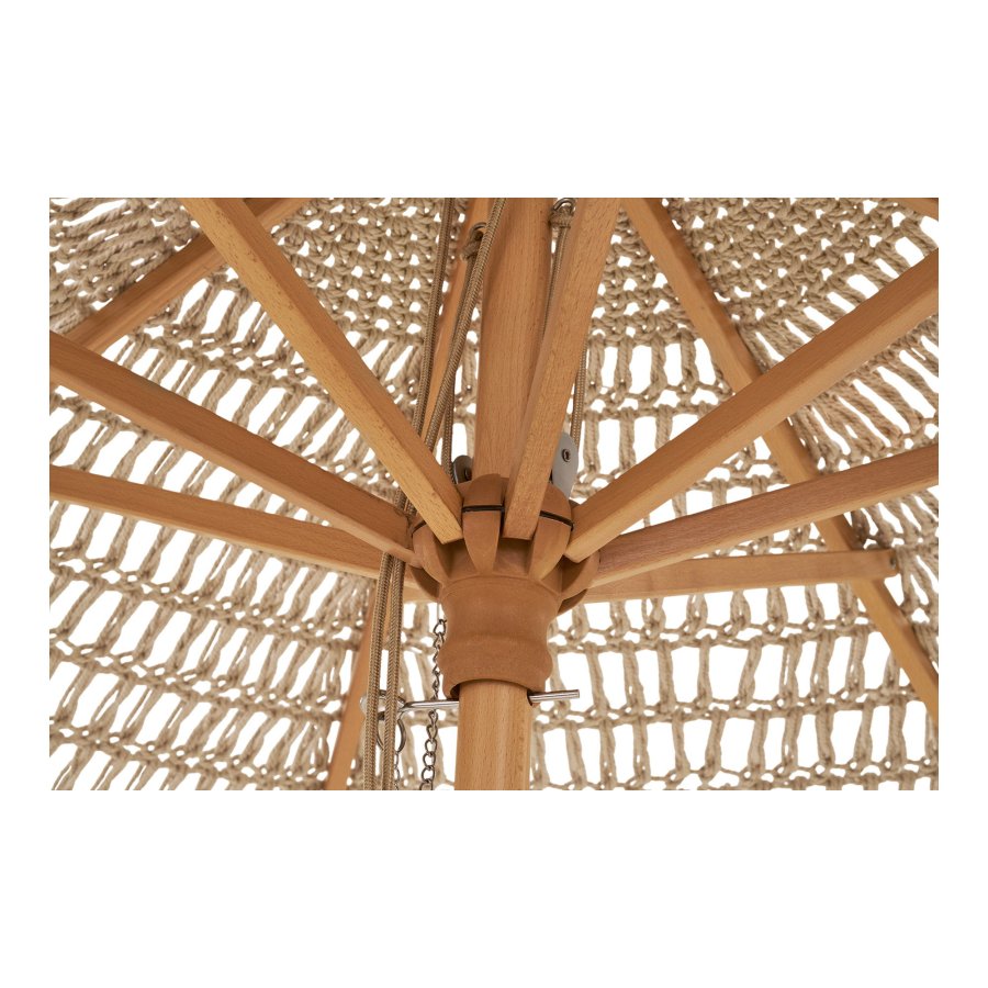 HOUSE NORDIC Martos Hekleparasoll - Parasoll, bomull, trepinne, beige<br>250 cm