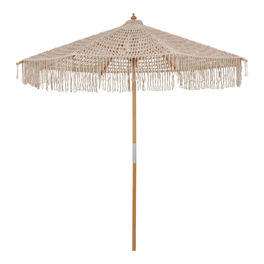 HOUSE NORDIC Martos Hekleparasoll - Parasoll, bomull, trepinne, beige<br>250 cm