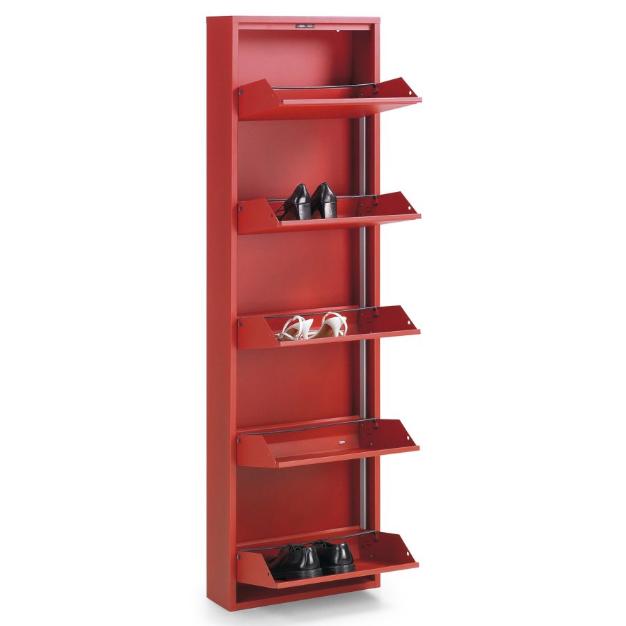 KAVE HOME Ode skoskap, m. 5 drer - hvitt stl (50x168,5)