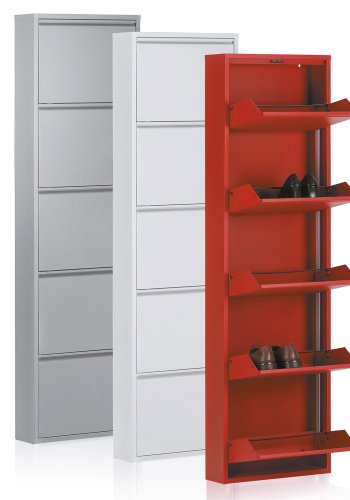 KAVE HOME Ode skoskap, m. 5 drer - hvitt stl (50x168,5)