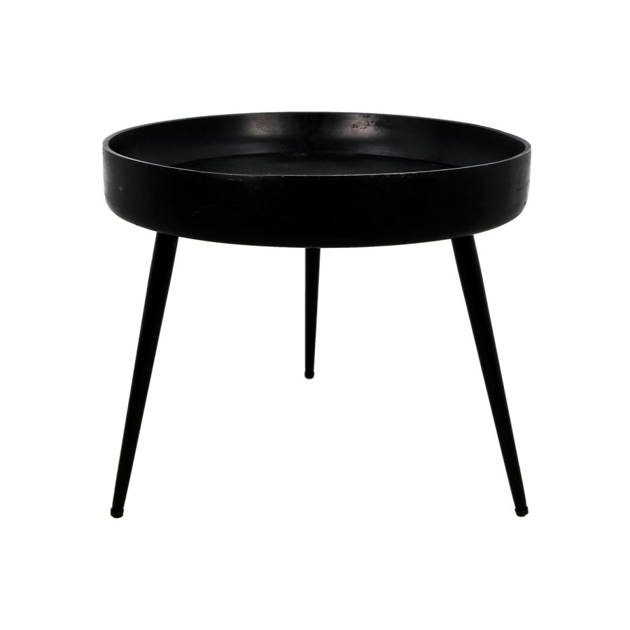 HSM COLLECTION Ventura sidebord, rundt - svart mangotre og svart jern (50)
