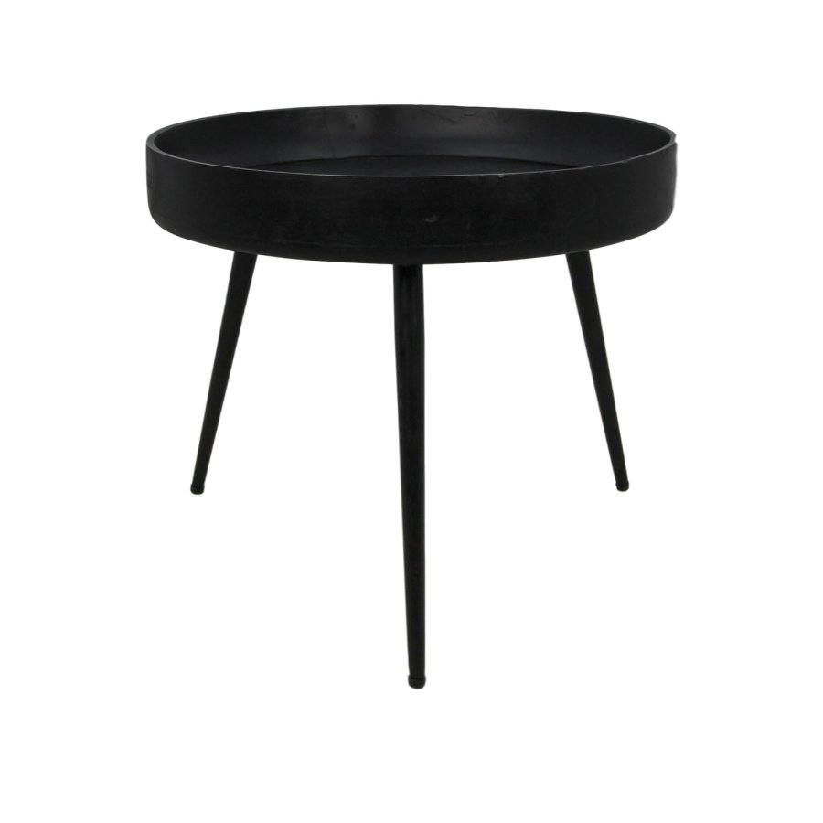 HSM COLLECTION Ventura sidebord, rundt - svart mangotre og svart jern (50)