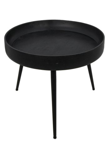 HSM COLLECTION Ventura sidebord, rundt - svart mangotre og svart jern (50)