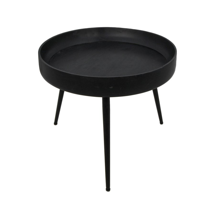 HSM COLLECTION Ventura sidebord, rundt - svart mangotre og svart jern (50)