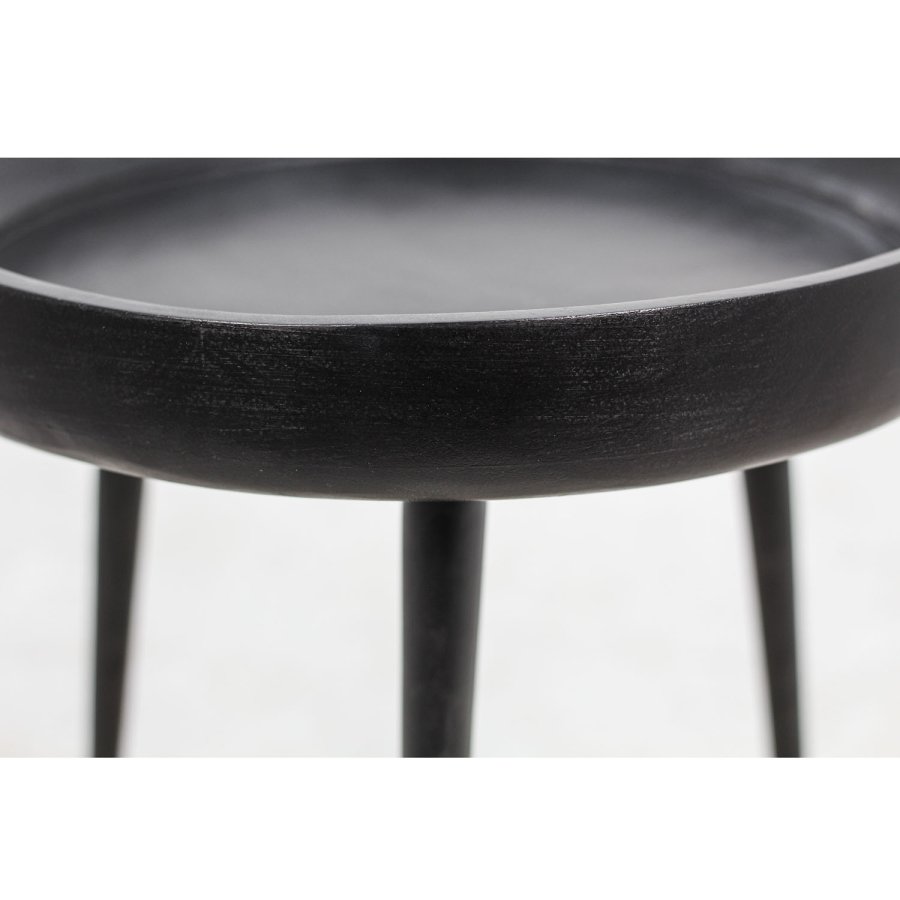 HSM COLLECTION Ventura sidebord, rundt - svart mangotre og svart jern (50)