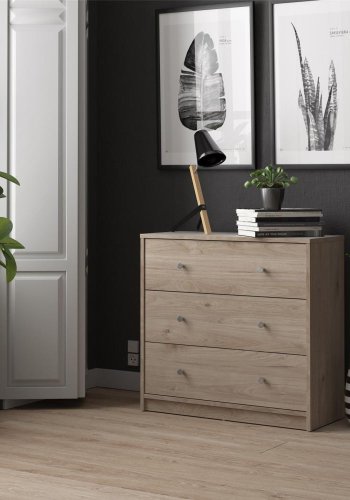 TWILUM May kommode, m. 3 skuffer - naturfolie og plast