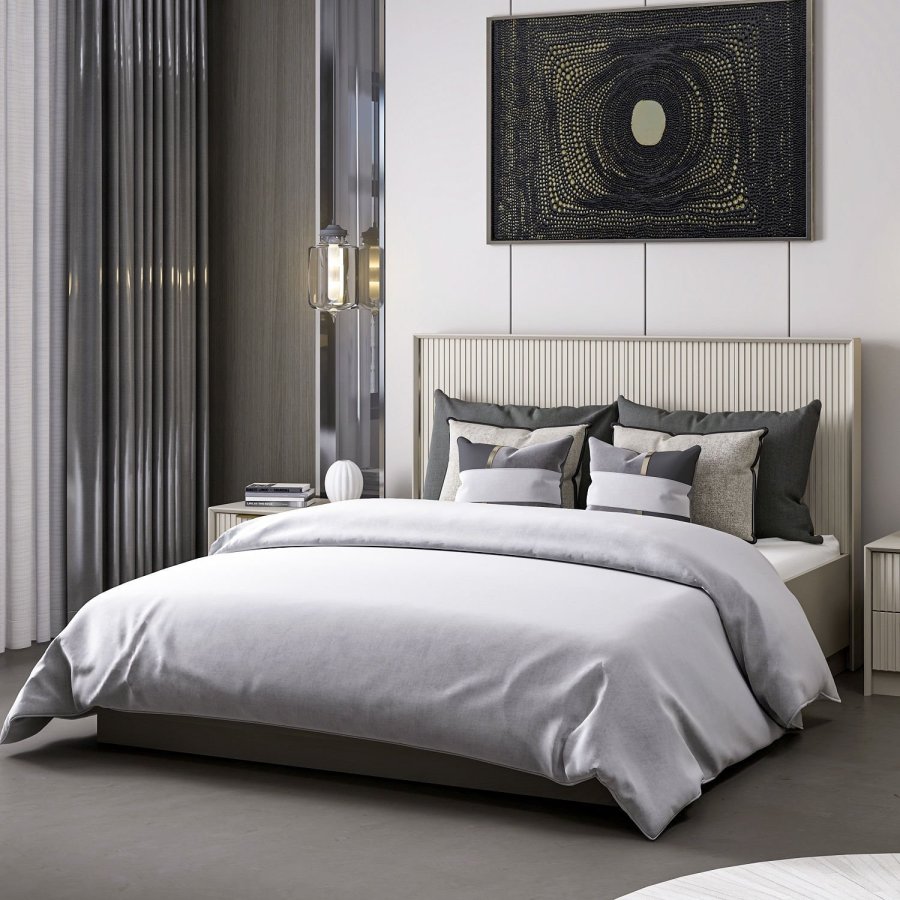 FUNZI LIVING sengeramme, med sengegavl og sengebunn - steinmelamin (160x200)